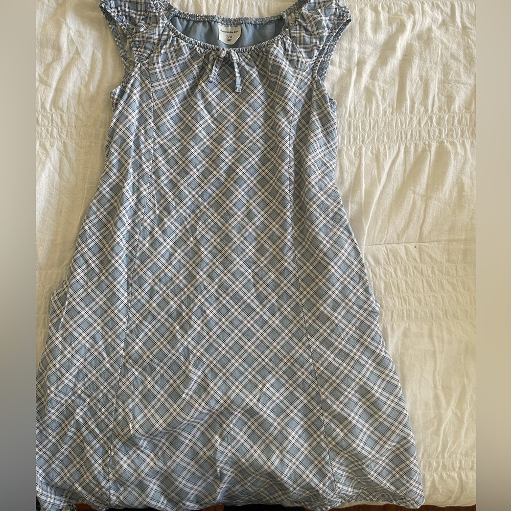 Girls blue plaid spring dress